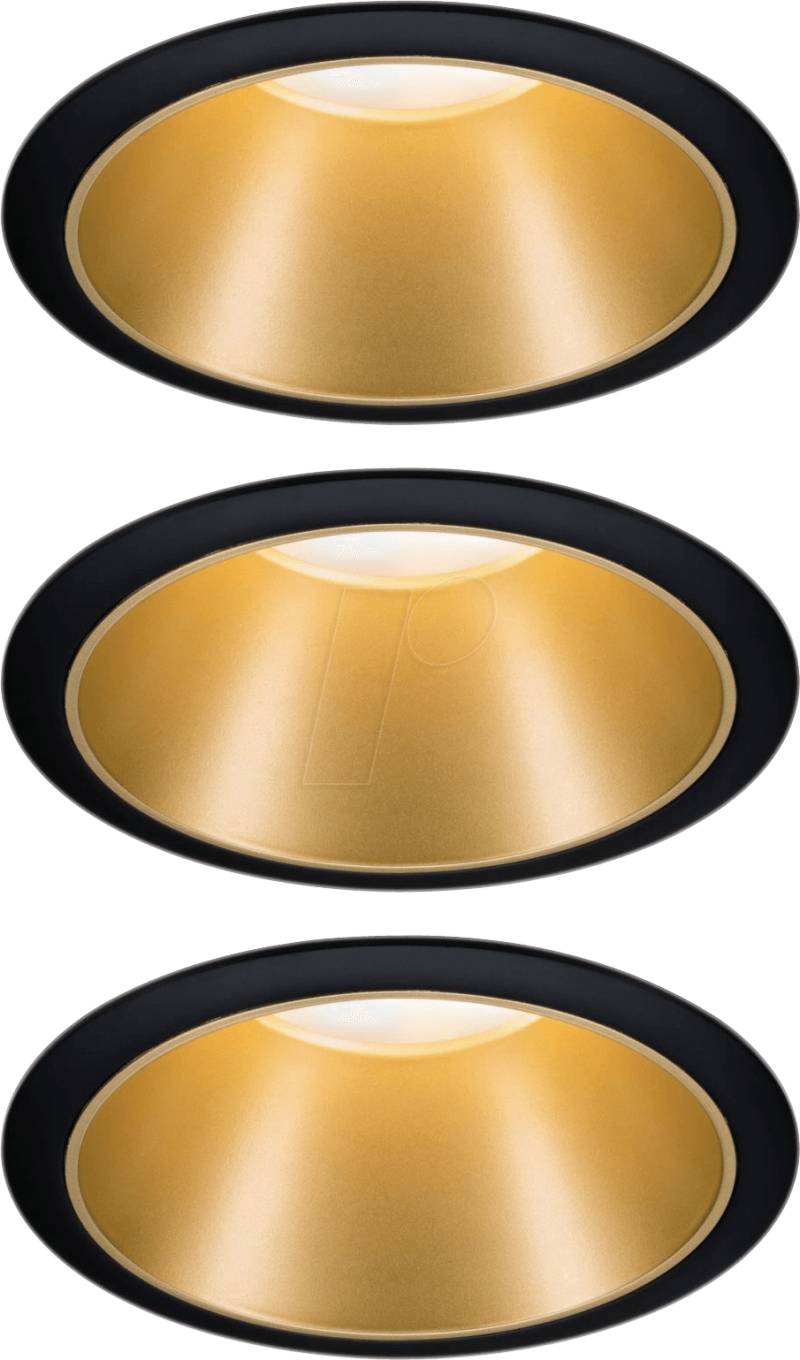 PLM 93404 - Einbauleuchte LED Cole 3 x 6,5 W, 2700 K, schwarz/gold matt von Paulmann