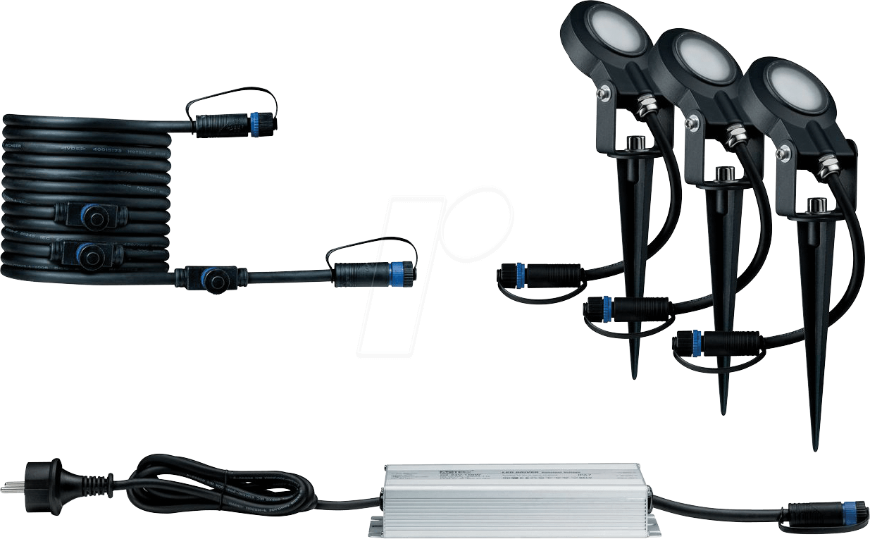 PLM 93696 - Plug&Shine Basisset Erdspieß Sting IP67, 3000K, 3x6 W dimmbar von Paulmann