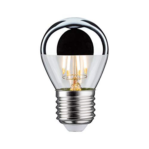 Paulmann 28668 LED Lampe Filament Tropfen 4,8W Leuchtmittel Kopfspiegel Silber 2700K Warmweiß dimmbar E27, 1 Stück (1er Pack), Black von Paulmann