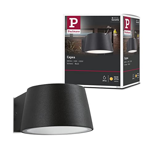 Paulmann 94452 LED Außenleuchte Außenwandleuchte Capea IP44 Warmweiß incl. 1x6 Watt Außenbeleuchtung Schwarz Außenlampe Aluminium Gartenlampe 3000 K, Grau von Paulmann