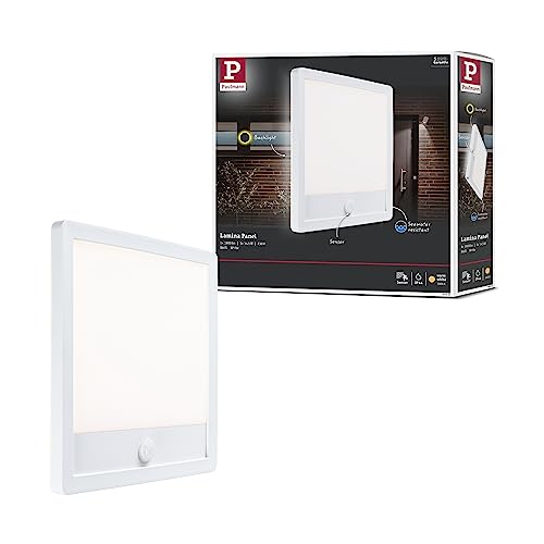 Paulmann 94663 LED Außenleuchte Panel Lamina mit Bewegungsmelder IP44 eckig incl. 1x14,5 W Warmweiß Weiß Außenpanel Kunststoff Lichtpanel 3000 K von Paulmann