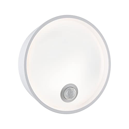 Paulmann 94699 LED Außenleuchte Wandleuchte Platomo Bewegungsmelder seewasserresistent IP44 rund 180mm 3000K 14,5W 1200lm Weiß Kunststoff von Paulmann