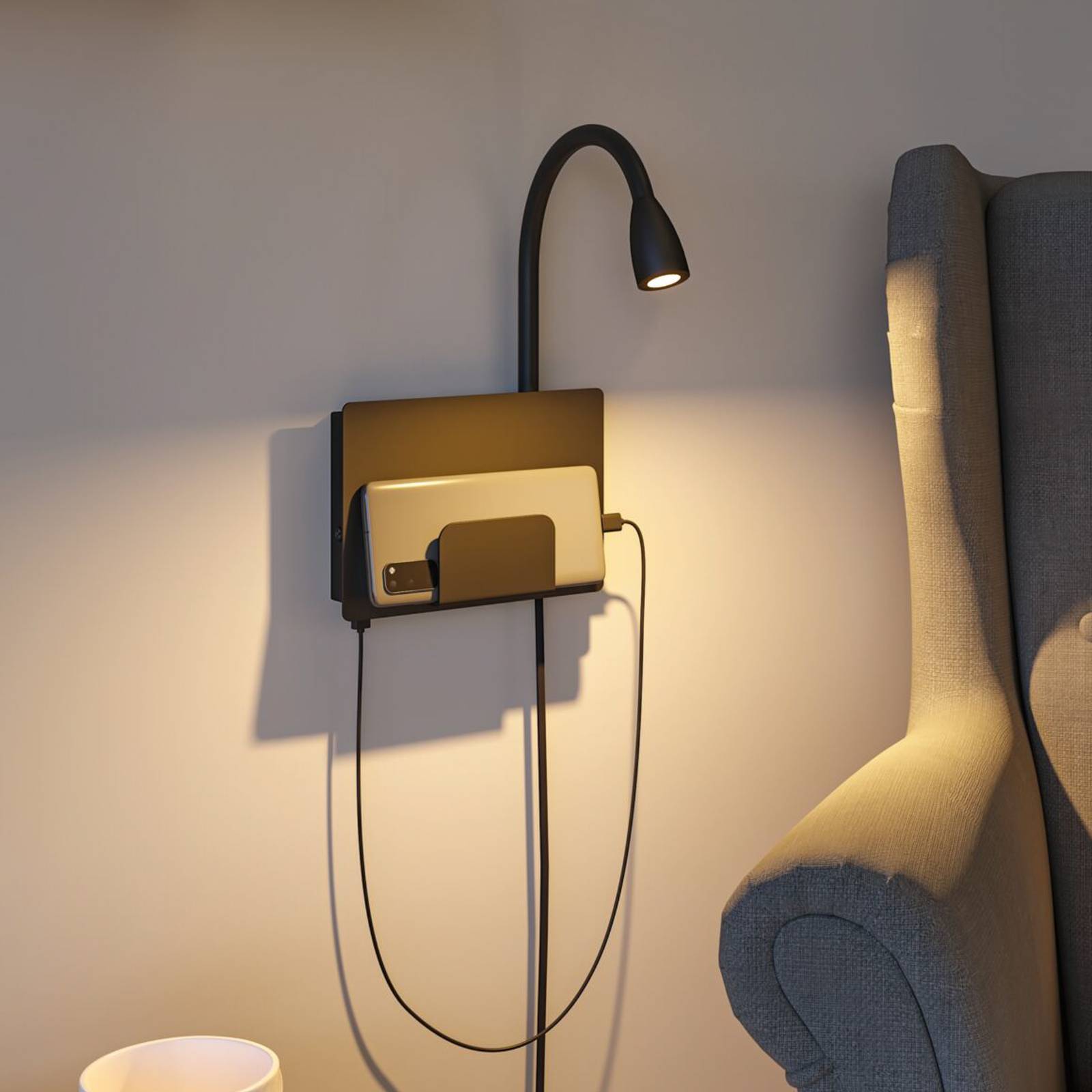Paulmann Halina USB LED-Wandlampe, Flexarm schwarz Paulmann Halina USB LED-Wandlampe, Flexarm schwarz von Paulmann