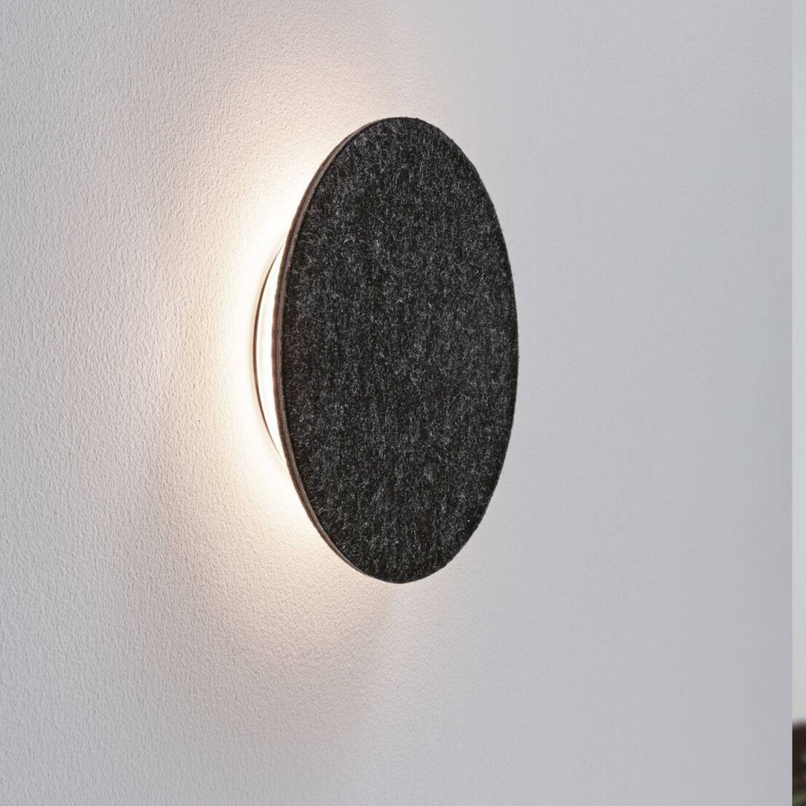 Paulmann LED-Wandleuchte Tulga, Ø 20 cm, anthrazit, Filz von Paulmann