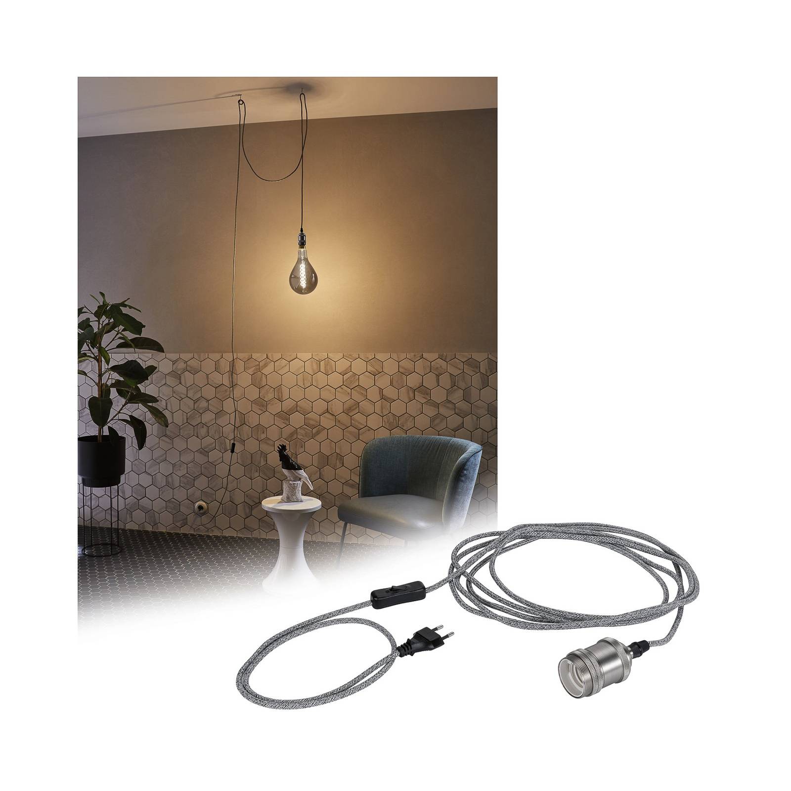 Paulmann Neordic Eldar Pendel mit Stecker grau von Paulmann