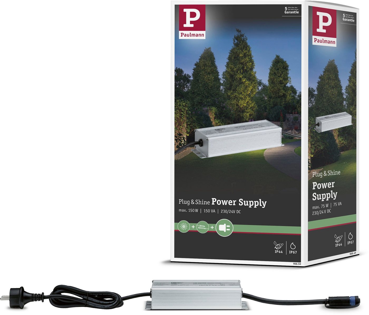 Paulmann Outdoor Plug & Shine Power Supply Silber Alu Trafo (IP67 150W 24V DC) von Paulmann