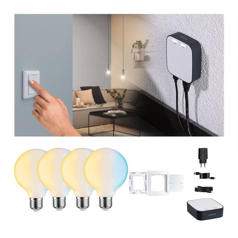 Paulmann Smart Home Set ZigBee 4x E27 7W LED G95 matt CCT von Paulmann