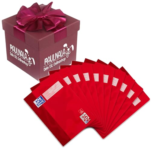 Oxford Schulheft A4, 16 Blatt, Lineatur 26, kariert inkl. Überraschungsgeschenk von Paulnala.de (10, Rot) von Paulnala Dein XXL Onlineshop