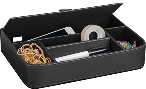 Pavo 8002474 Premium Multifunktionale PU Leder Schreibtisch Organizer, schwarz von Pavo