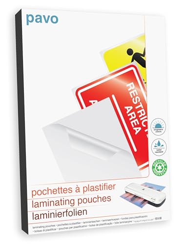 Pavo - Laminierfolien Größe: 75 x 105mm 2x125 mic, 100 Stück - Glänzend von Pavo