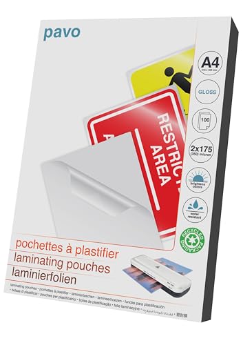 Pavo Premium Laminierfolien DIN A4, 2 x 175 micron, Glanz, 100-er Pack Pavo Premium Laminierfolien DIN A4, 2 x 175 micron, Glanz, 100-er Pack von Pavo
