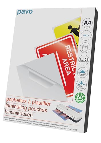 pavo 8029686 Laminierfolientasche, DIN A4, matt, 250 mic von Pavo