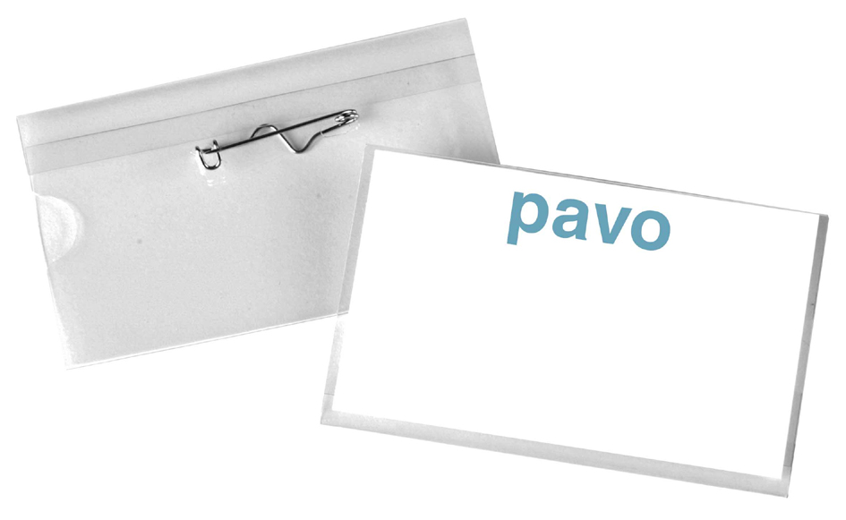 pavo Namensschild, mit Wellennadel, 40 x 60 mm, transparent von Pavo