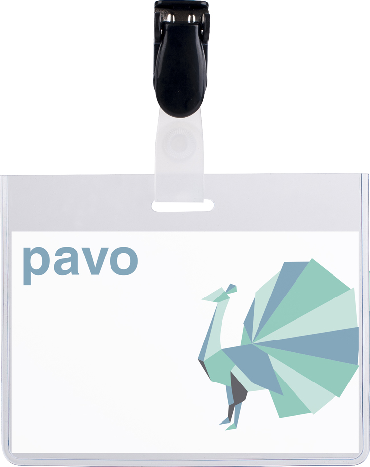 pavo Namensschild, oben geschlossen, mit Clip, 60 x 90 mm von Pavo