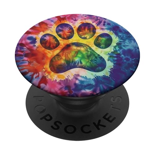 Batikfärbung mit Hundepfoten- PopSockets Klebender PopGrip von Paw Print Dog Mom Cat Mom