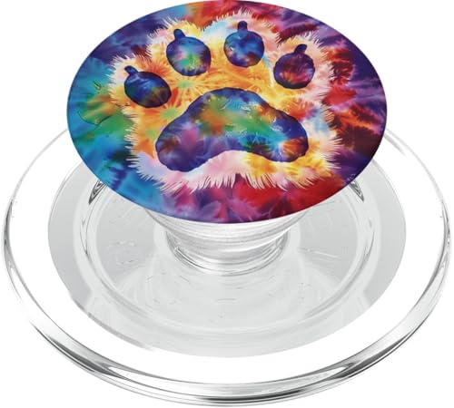 Batikfärbung mit Pfot PopSockets PopGrip für MagSafe von Paw Print Dog Mom Cat Mom