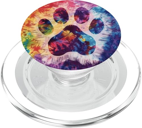 Batikfärbung mit bunten Pfotenab PopSockets PopGrip für MagSafe von Paw Print Dog Mom Cat Mom