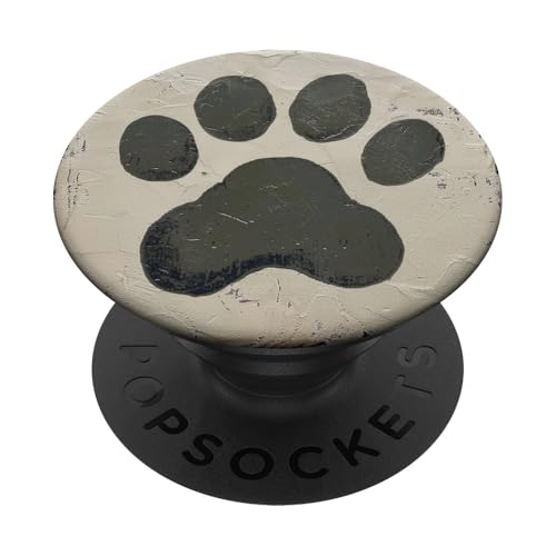 Beige Pfotenabdruck PopSockets Klebender PopGrip von Paw Print Dog Mom Cat Mom