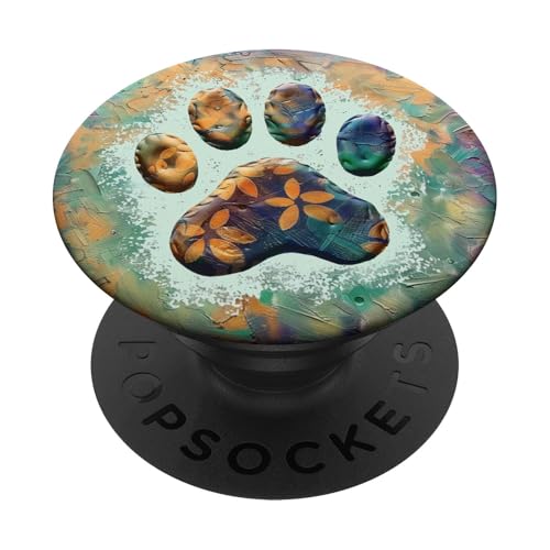 Bunter Hundepfotenabdruck PopSockets Klebender PopGrip von Paw Print Dog Mom Cat Mom