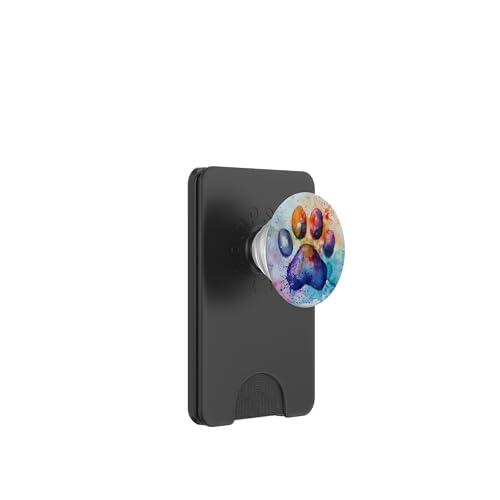 Buntes Aquarell-Pfotenabdruck PopSockets PopWallet für MagSafe von Paw Print Dog Mom Cat Mom