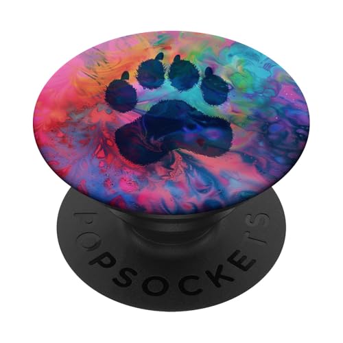 Buntes Pfotenabdruck PopSockets Klebender PopGrip von Paw Print Dog Mom Cat Mom