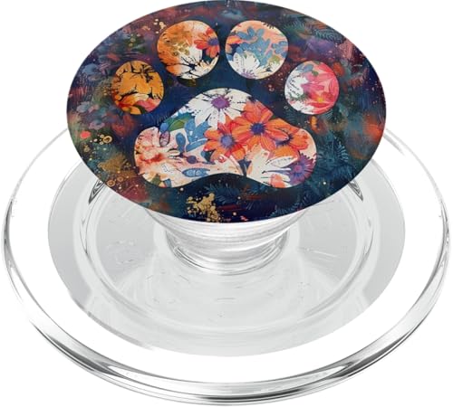 Buntes Pfotenabdruck PopSockets PopGrip für MagSafe von Paw Print Dog Mom Cat Mom