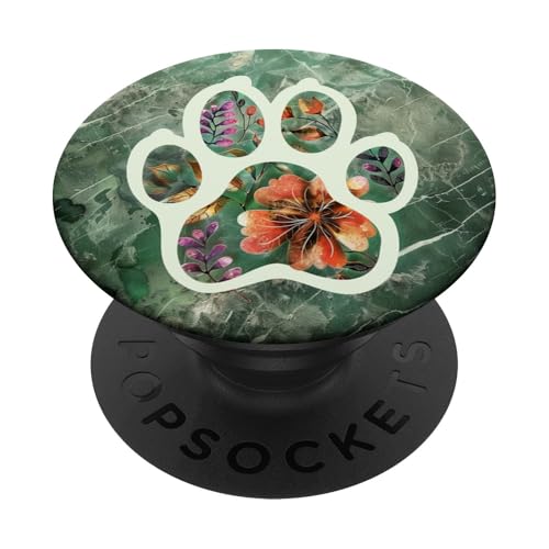 Dog Par Print Grün PopSockets Klebender PopGrip von Paw Print Dog Mom Cat Mom
