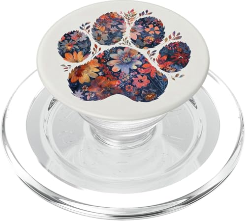 Geblümte Wildblumen Pfotenab PopSockets PopGrip für MagSafe von Paw Print Dog Mom Cat Mom