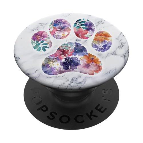 Katzenpfotenabdruck, Weiß PopSockets Klebender PopGrip von Paw Print Dog Mom Cat Mom