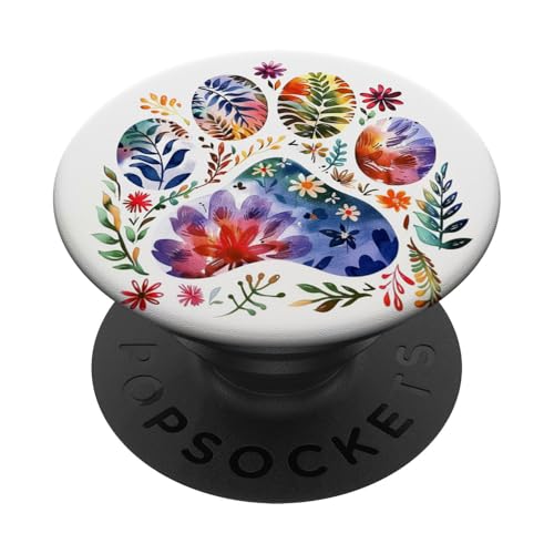 Niedlicher, farbenfroher Pfotenabdruck PopSockets Klebender PopGrip von Paw Print Dog Mom Cat Mom