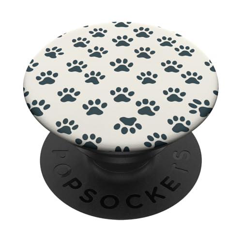 Niedliches Pfotenabdruck-Muster auf weißem Hintergrund PopSockets Klebender PopGrip von Paw Print Dog Mom Cat Mom