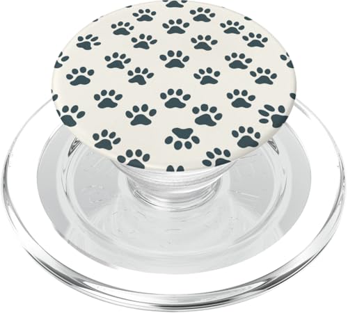 Niedliches Pfotenabdruck-Muster auf weißem Hintergrund PopSockets PopGrip für MagSafe von Paw Print Dog Mom Cat Mom
