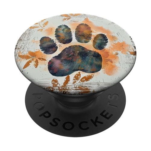 Pfotenabdruck, Beige PopSockets Klebender PopGrip von Paw Print Dog Mom Cat Mom