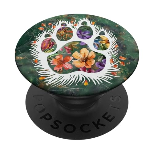 Pfotenabdruck, Grün PopSockets Klebender PopGrip von Paw Print Dog Mom Cat Mom