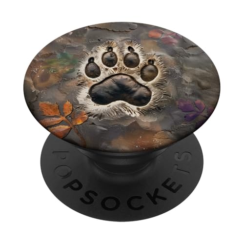 Pfotenabdruck, Schwarz PopSockets Klebender PopGrip von Paw Print Dog Mom Cat Mom