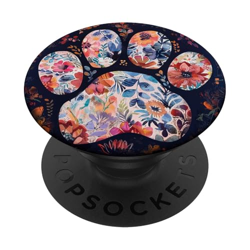 Pfotenabdruck-Blumenmuster PopSockets Klebender PopGrip Pfotenabdruck-Blumenmuster PopSockets Klebender PopGrip von Paw Print Dog Mom Cat Mom