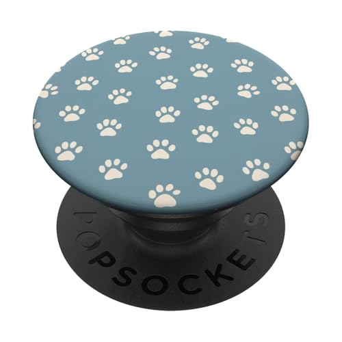 Pfotenabdruck-Muster, Blau PopSockets Klebender PopGrip von Paw Print Dog Mom Cat Mom