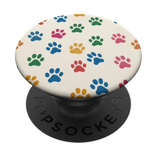 Pfotenabdruck-Muster, bunt PopSockets Klebender PopGrip von Paw Print Dog Mom Cat Mom