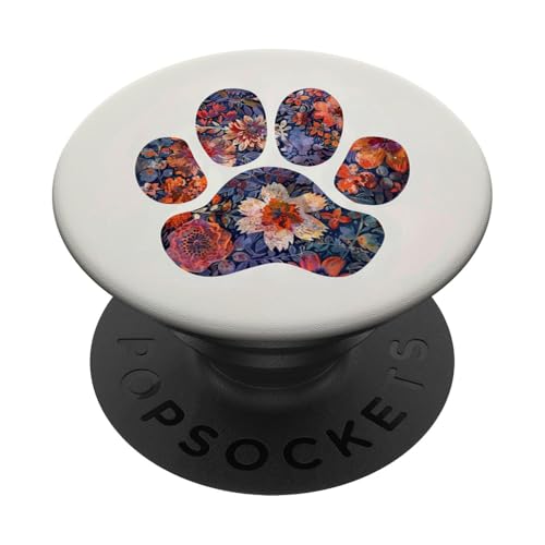 Pfotenabdruck mit Blumenmuster auf weißem Hintergrund PopSockets Klebender PopGrip Pfotenabdruck mit Blumenmuster auf weißem Hintergrund PopSockets Klebender PopGrip von Paw Print Dog Mom Cat Mom