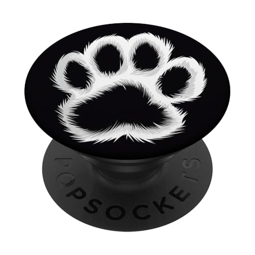 Schwarzer Pfotenabdruck PopSockets Klebender PopGrip von Paw Print Dog Mom Cat Mom