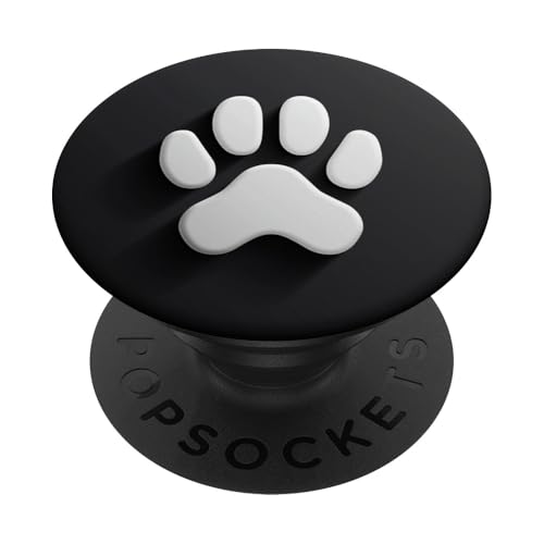 Schwarzer Pfotenabdruck PopSockets Klebender PopGrip von Paw Print Dog Mom Cat Mom