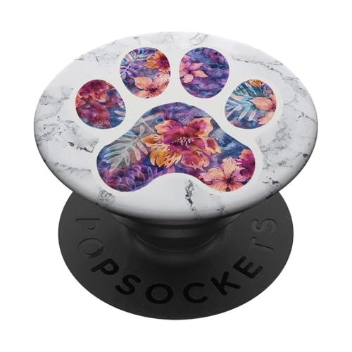 Weißer Pfotenabdruck PopSockets Klebender PopGrip von Paw Print Dog Mom Cat Mom