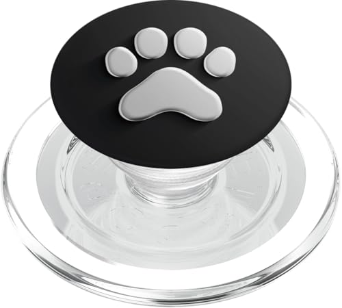Weißer Pfotenabdruck auf schwarzem Hintergrund PopSockets PopGrip für MagSafe Weißer Pfotenabdruck auf schwarzem Hintergrund PopSockets PopGrip für MagSafe von Paw Print Dog Mom Cat Mom
