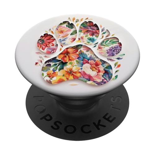 Wildblumen Pfotenabdruck PopSockets Klebender PopGrip von Paw Print Dog Mom Cat Mom