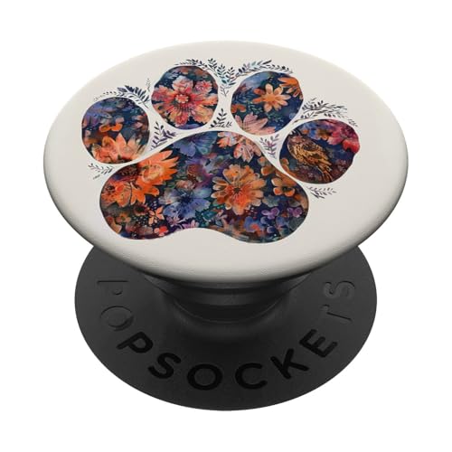 Wildblumen mit Pfotenabdruck PopSockets Klebender PopGrip von Paw Print Dog Mom Cat Mom