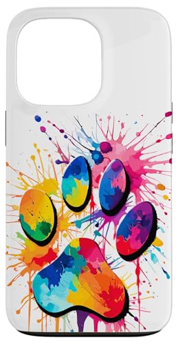 Hülle für iPhone 13 Pro Pfote eines Hundes für Tierliebhaber, niedlicher bunter Pfotenabdruck von Paw print dog or cat for pet lover
