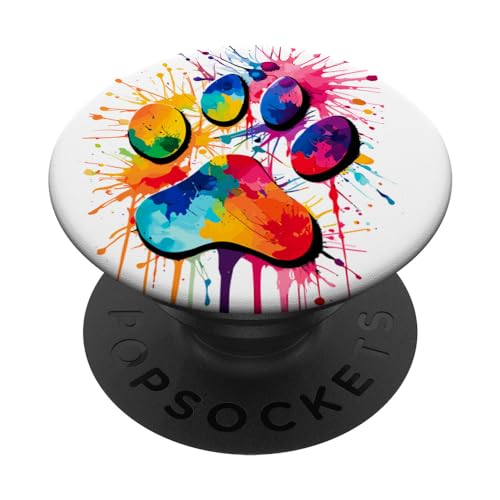 Pfote eines Hundes für Tierliebhaber, niedlicher bunter Pfotenabdruck PopSockets Klebender PopGrip Pfote eines Hundes für Tierliebhaber, niedlicher bunter Pfotenabdruck PopSockets Klebender PopGrip von Paw print dog or cat for pet lover