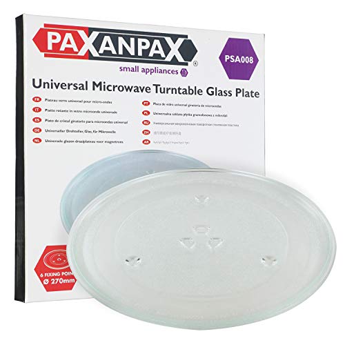 Paxanpax PSA008 Universal-Drehteller für Mikrowelle, Glasplatte mit 6 Fixierern (270 mm) von Paxanpax