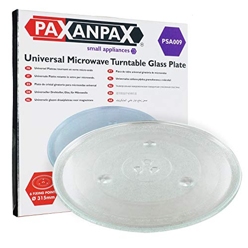 Paxanpax PSA009 Universal-Drehteller für Mikrowelle, Glas, mit 6 Befestigungen (315 mm) von Paxanpax