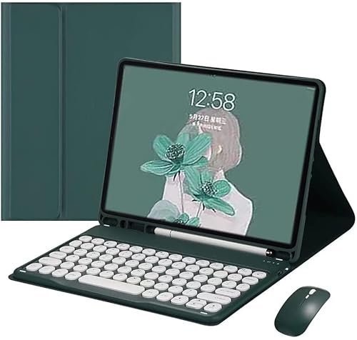 Tastatur-Hülle für Samsung Galaxy Tab A8 26,7 cm (10,5 Zoll) 2022 mit Maus, intelligente weiche Hülle mit Bluetooth-Tastatur für Galaxy Tab A8, abnehmbare kabellose Tastatur, Tablet-Abdeckung mit Stifthalterung (blaugrün) von PboyiqiS